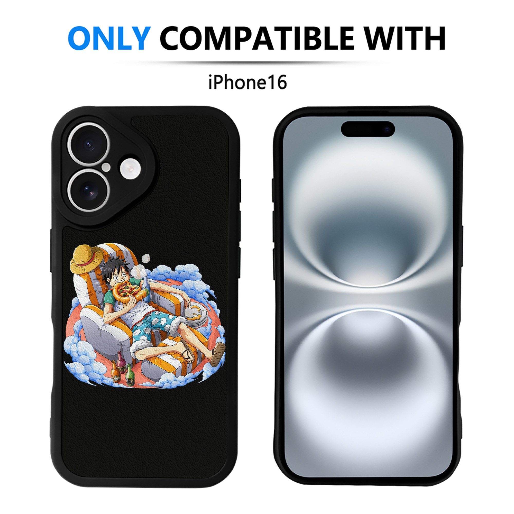 （画像用） ワンピース モンキー・D・ルフィ ONE PIECE Monkey D. Luffy 【iPhone 16シリーズ対応】シリコンスマホケース（レザー調） 材質：シリコン